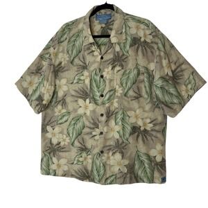 Bermuda Bay 100% Silk Shirt Men's XL Tropical Short‎ Sleeve Button Down Classic